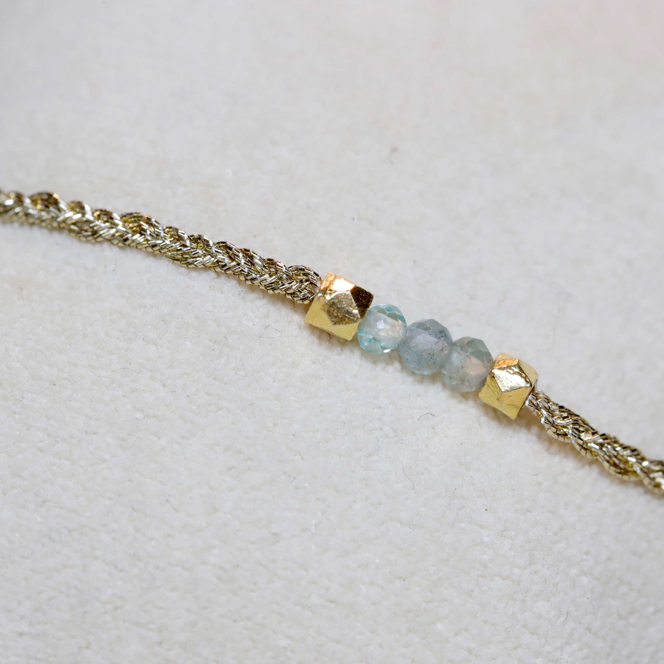 Handwoven bracelet Apatite