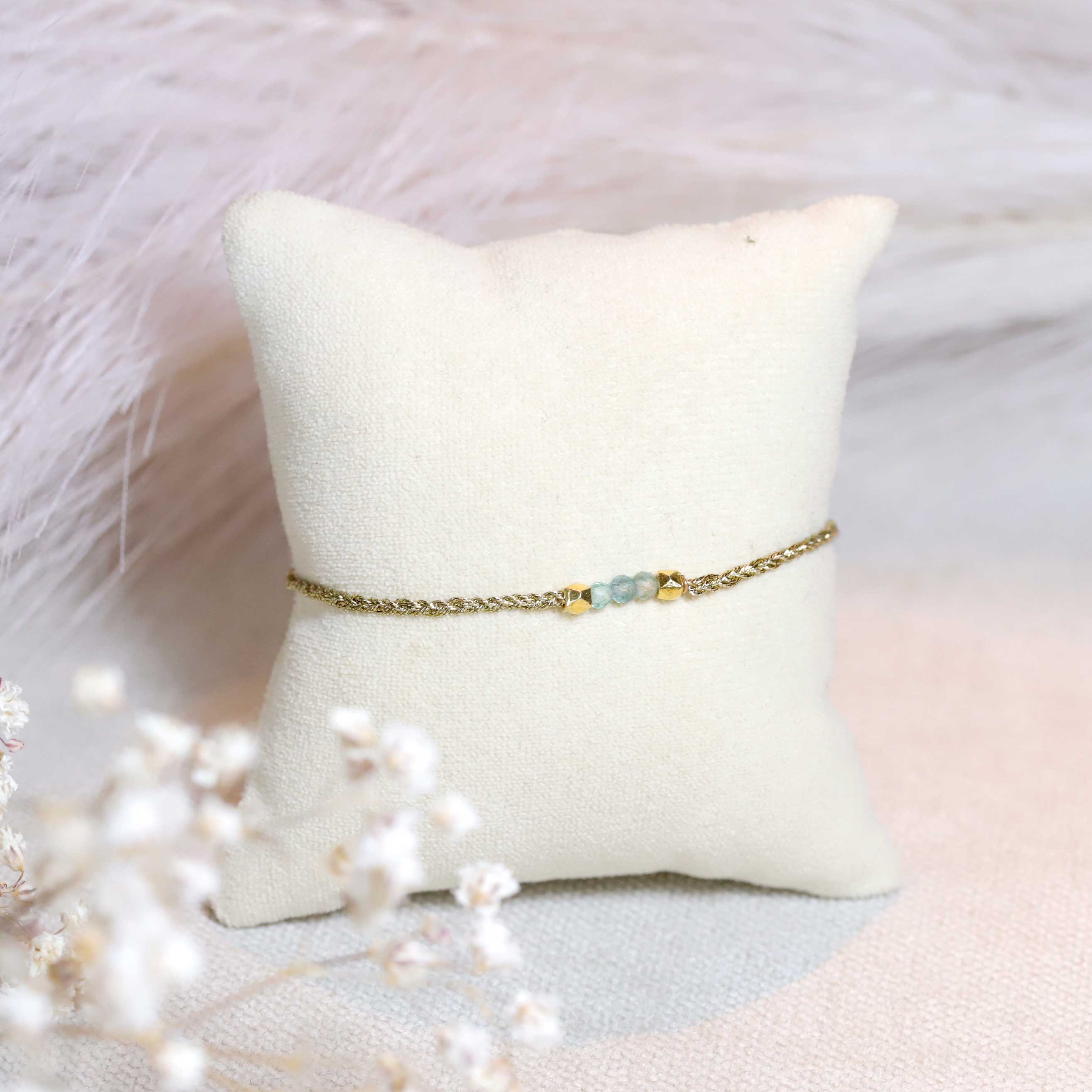 Handwoven bracelet Apatite