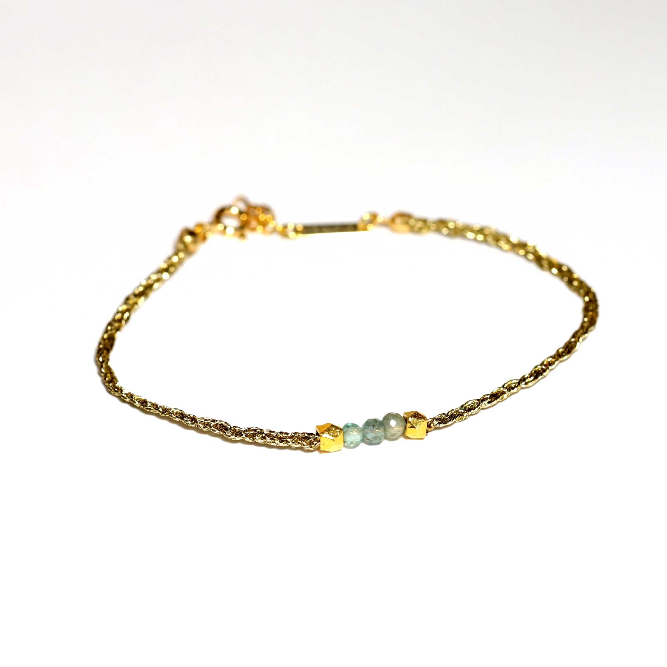 Handwoven bracelet Apatite