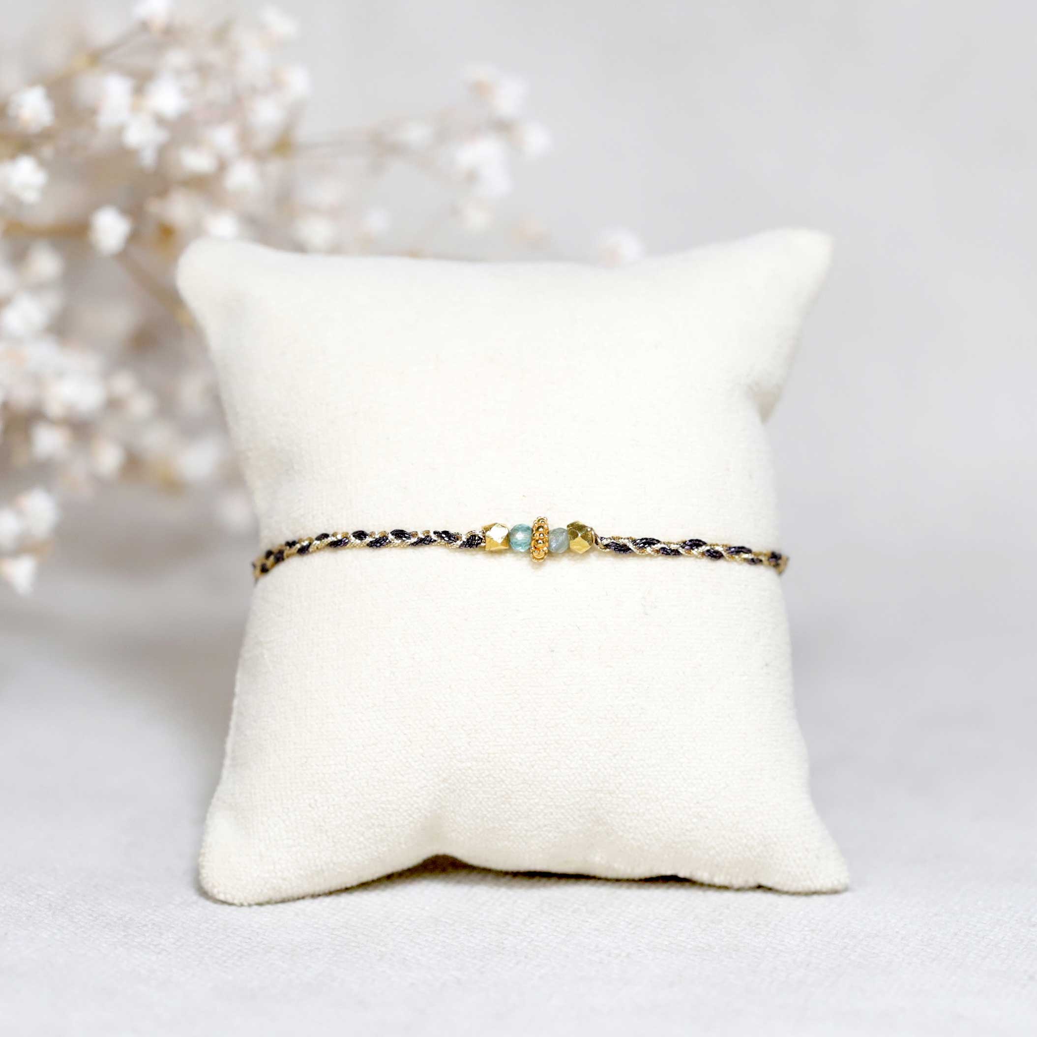 Handwoven bracelet Apatite