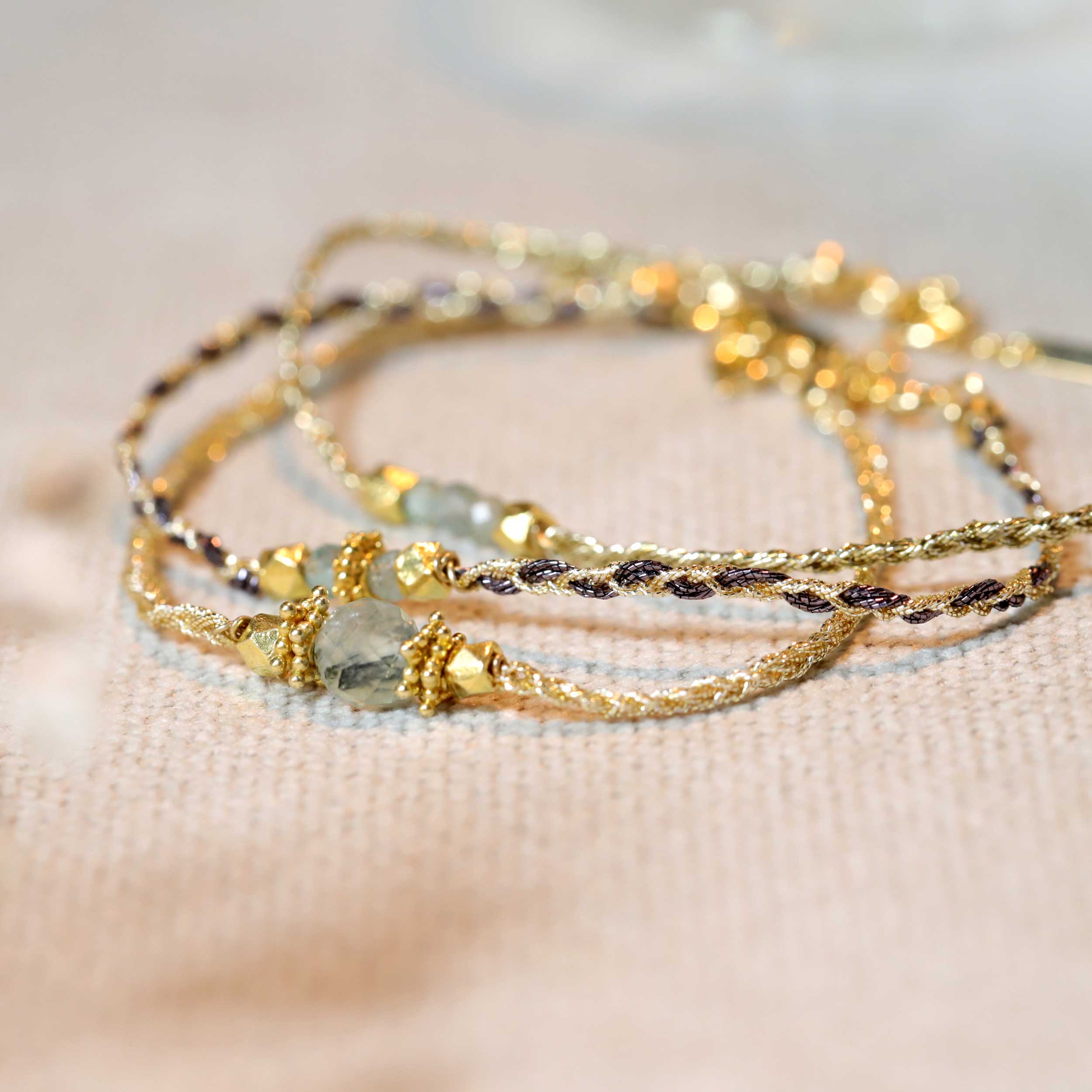 Handwoven bracelet Labradorite