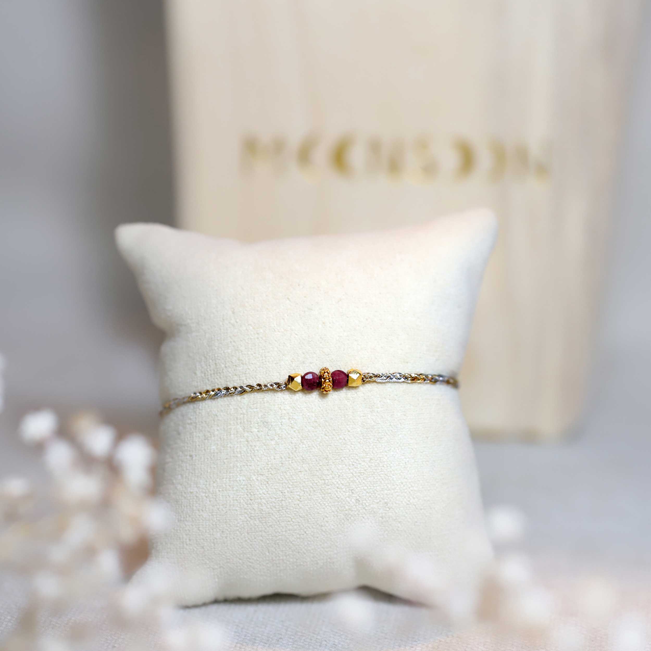 Handwoven bracelet Ruby