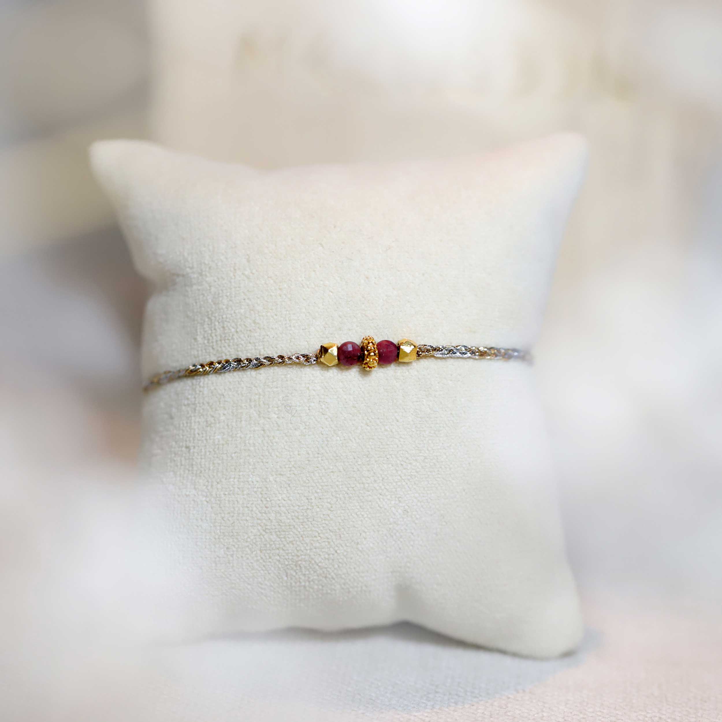 Handwoven bracelet Ruby