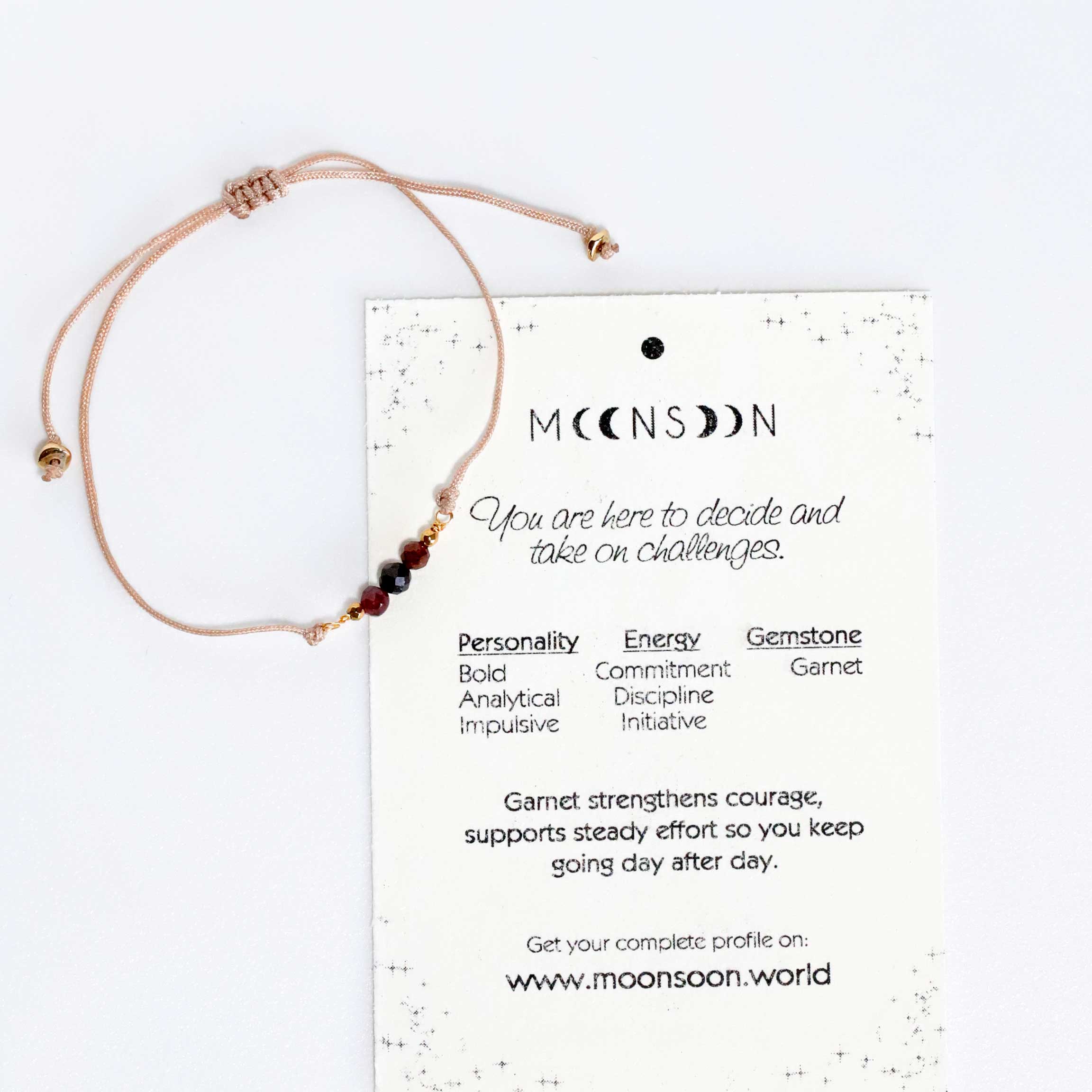 Cord Bracelet with garnet