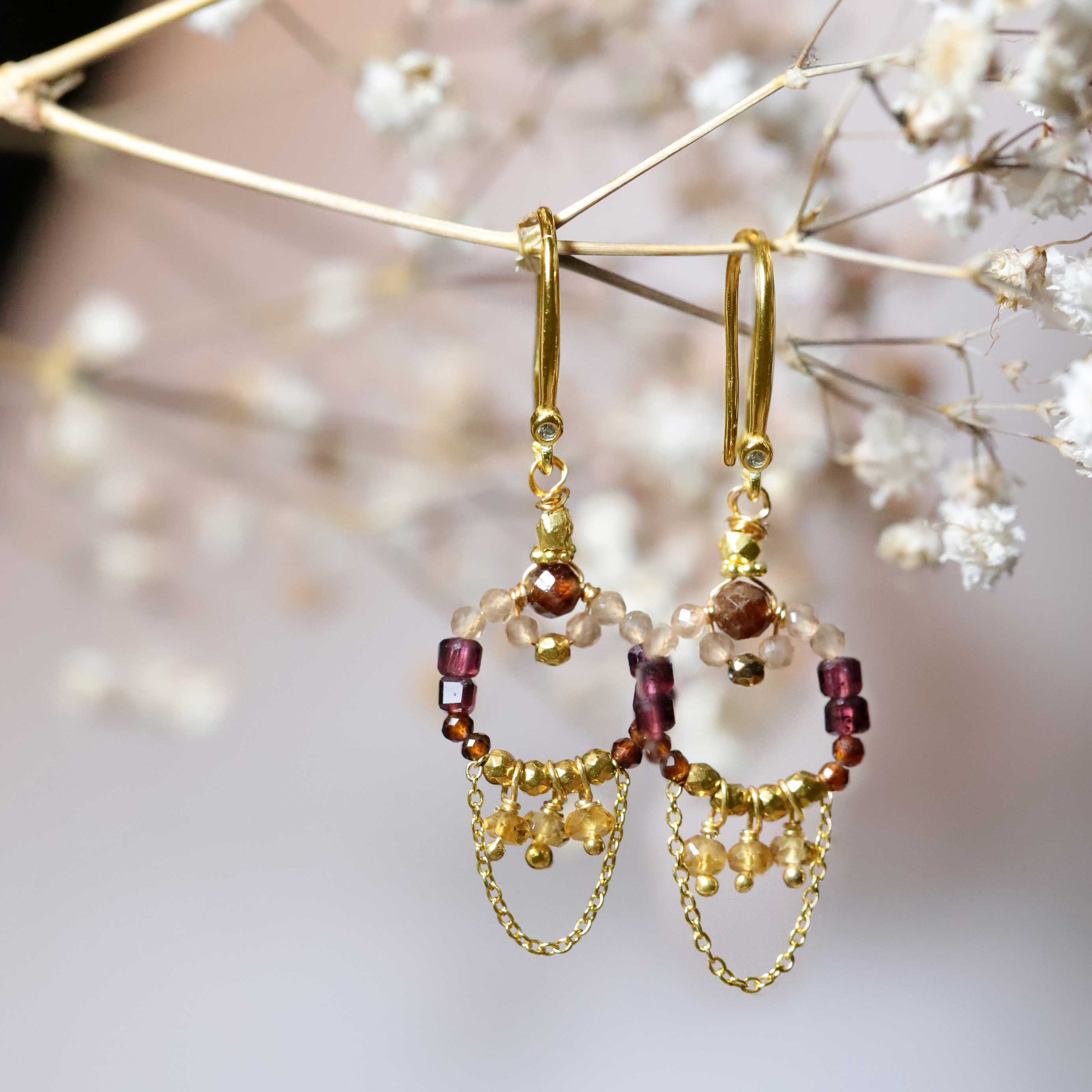 Earrings with Garnet and ruby