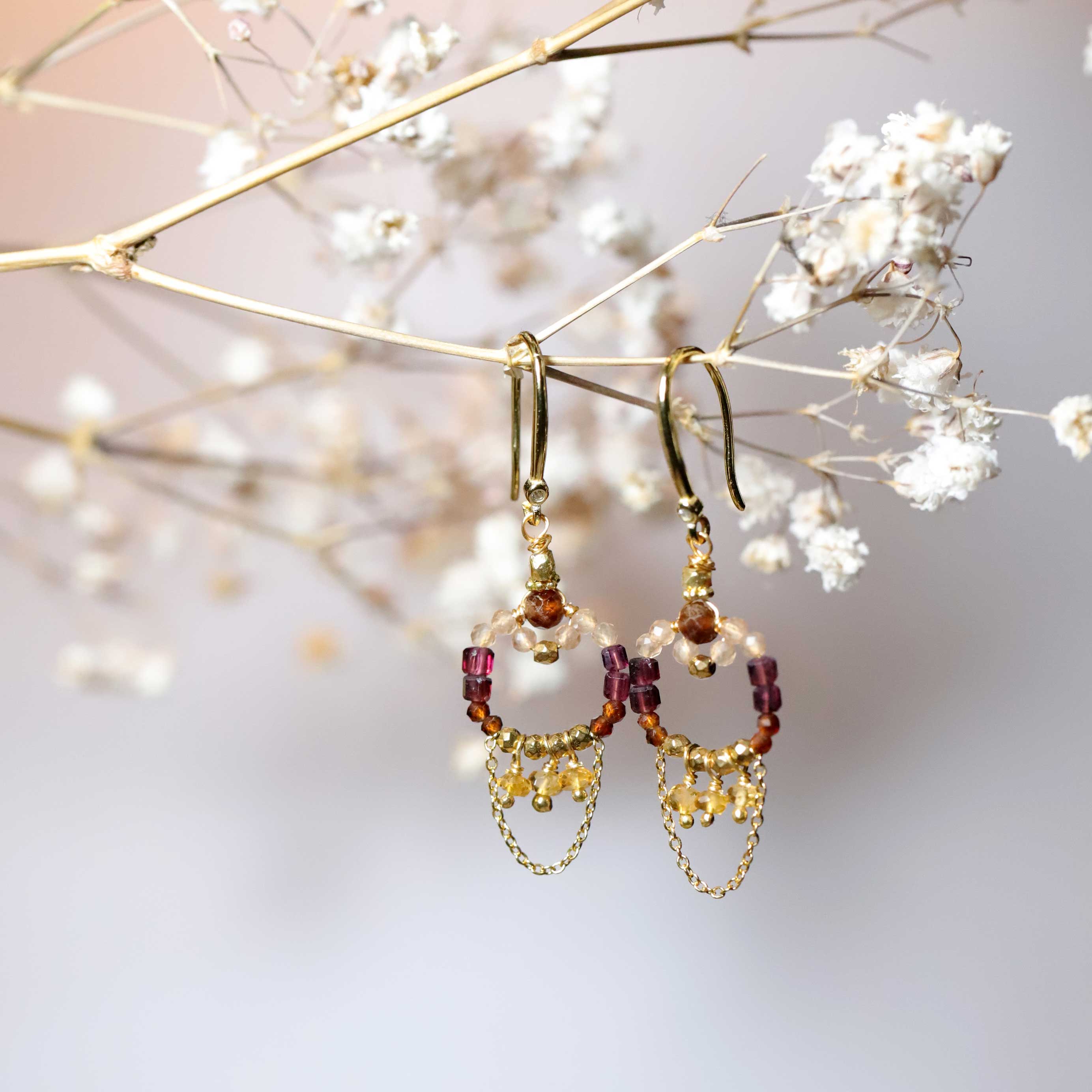 Earrings with Garnet and ruby