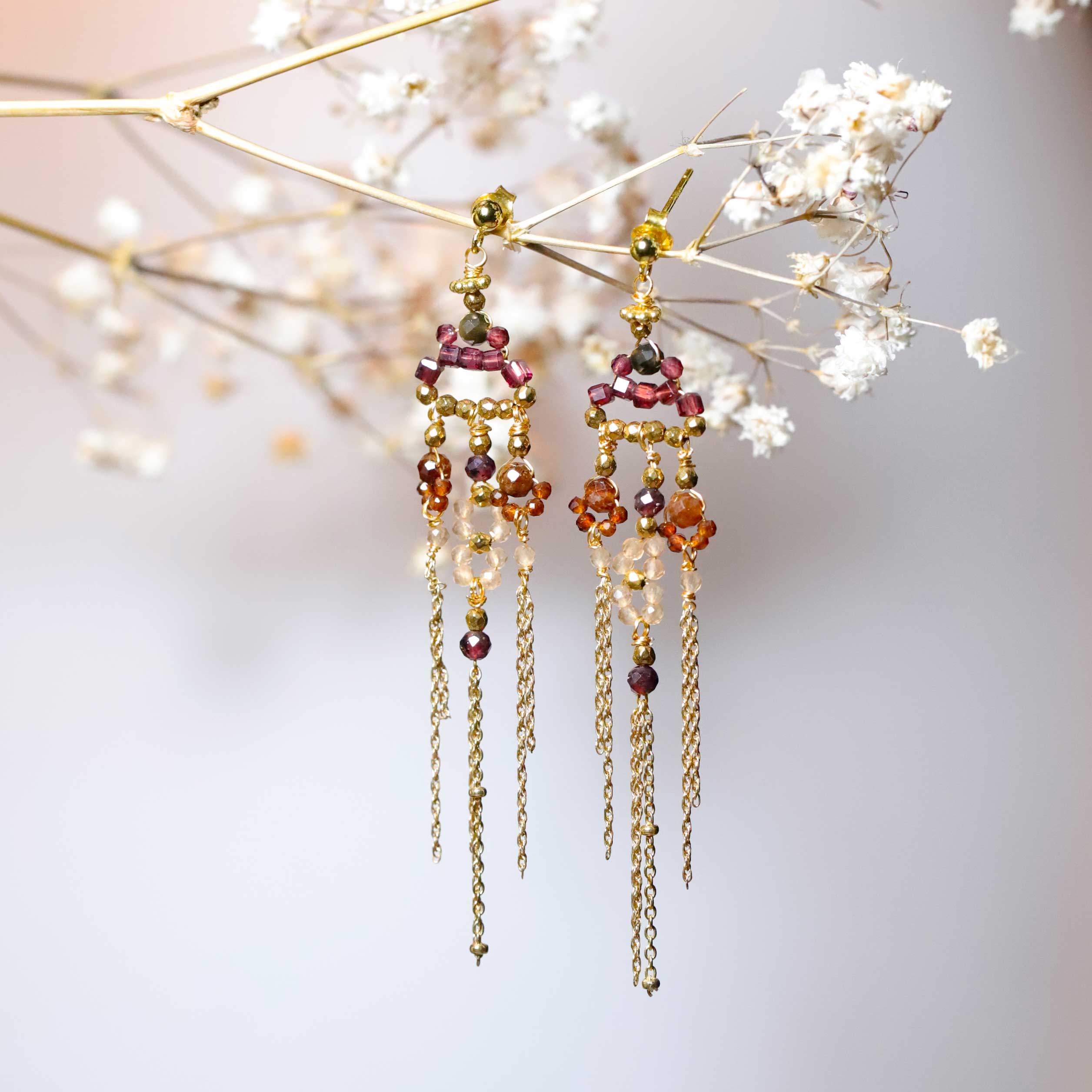Earrings with Garnet and ruby