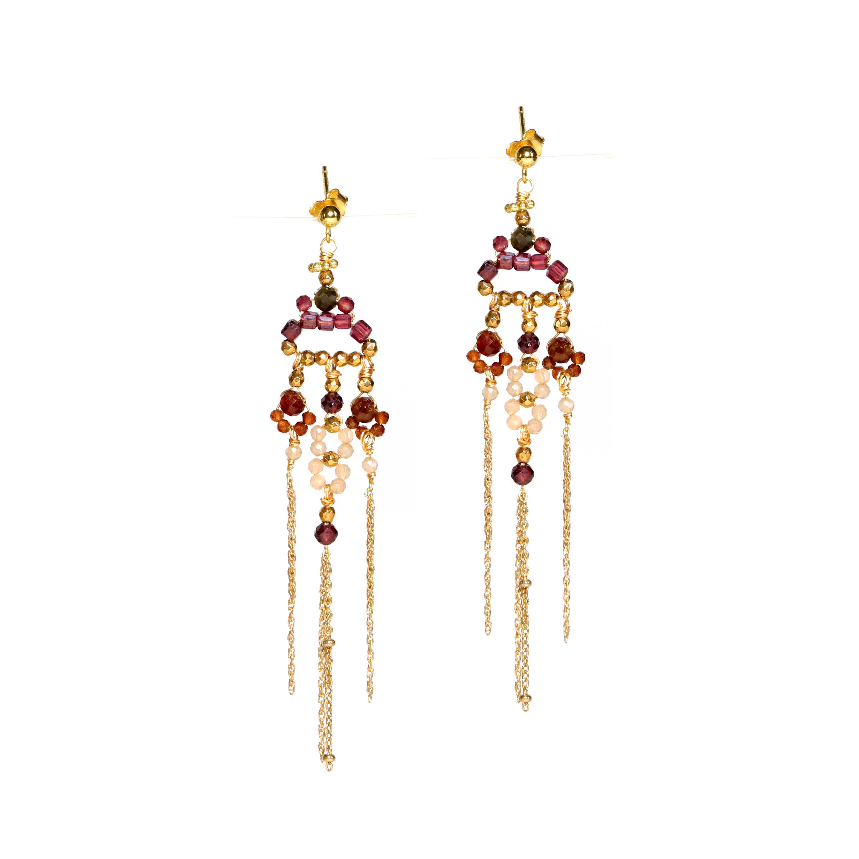 Earrings with Garnet and ruby