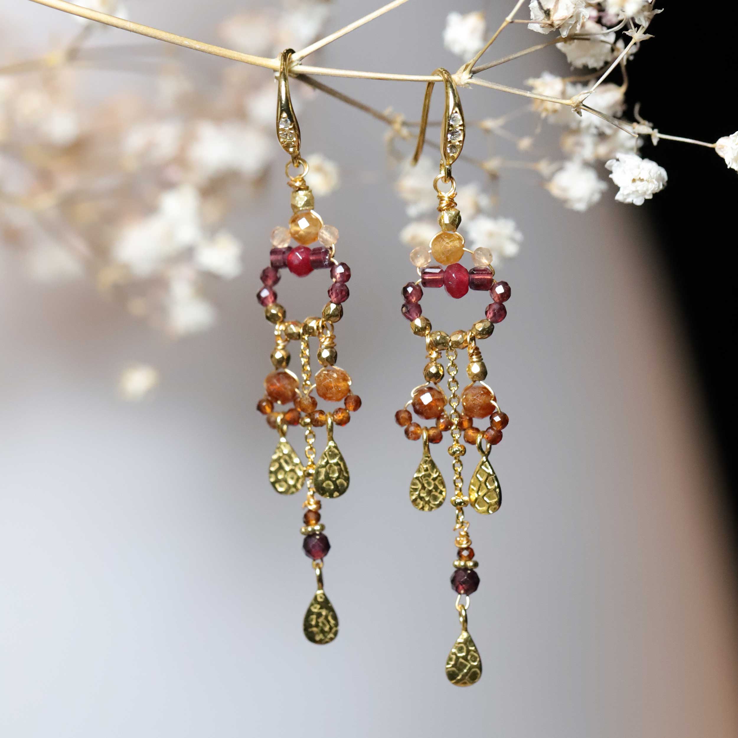 Earrings with Garnet and ruby