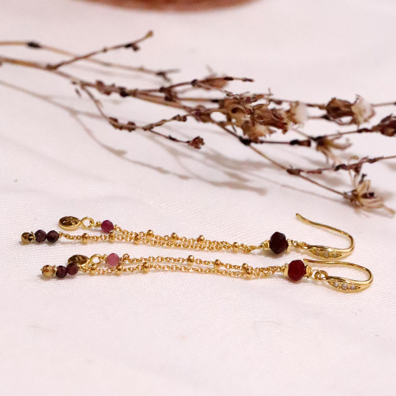 Earrings with Garnet and ruby