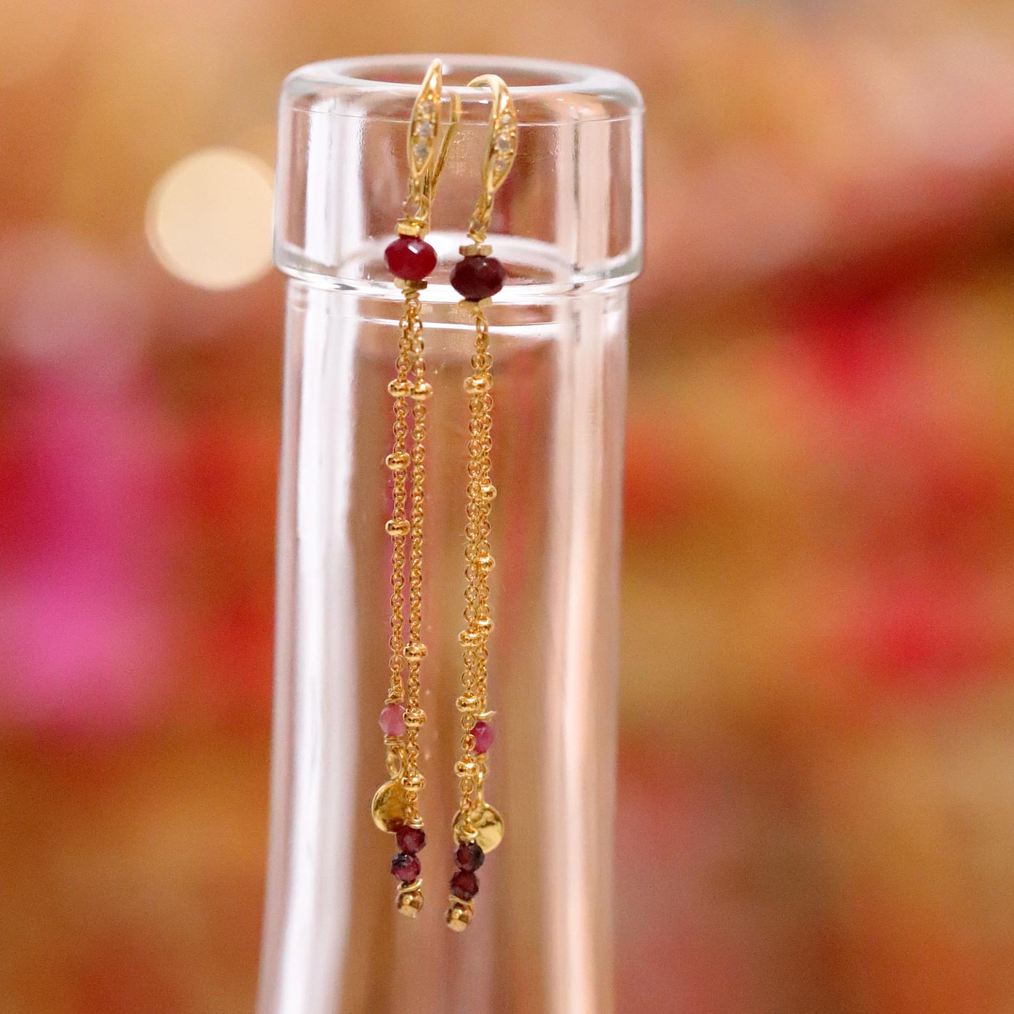 Earrings with Garnet and ruby