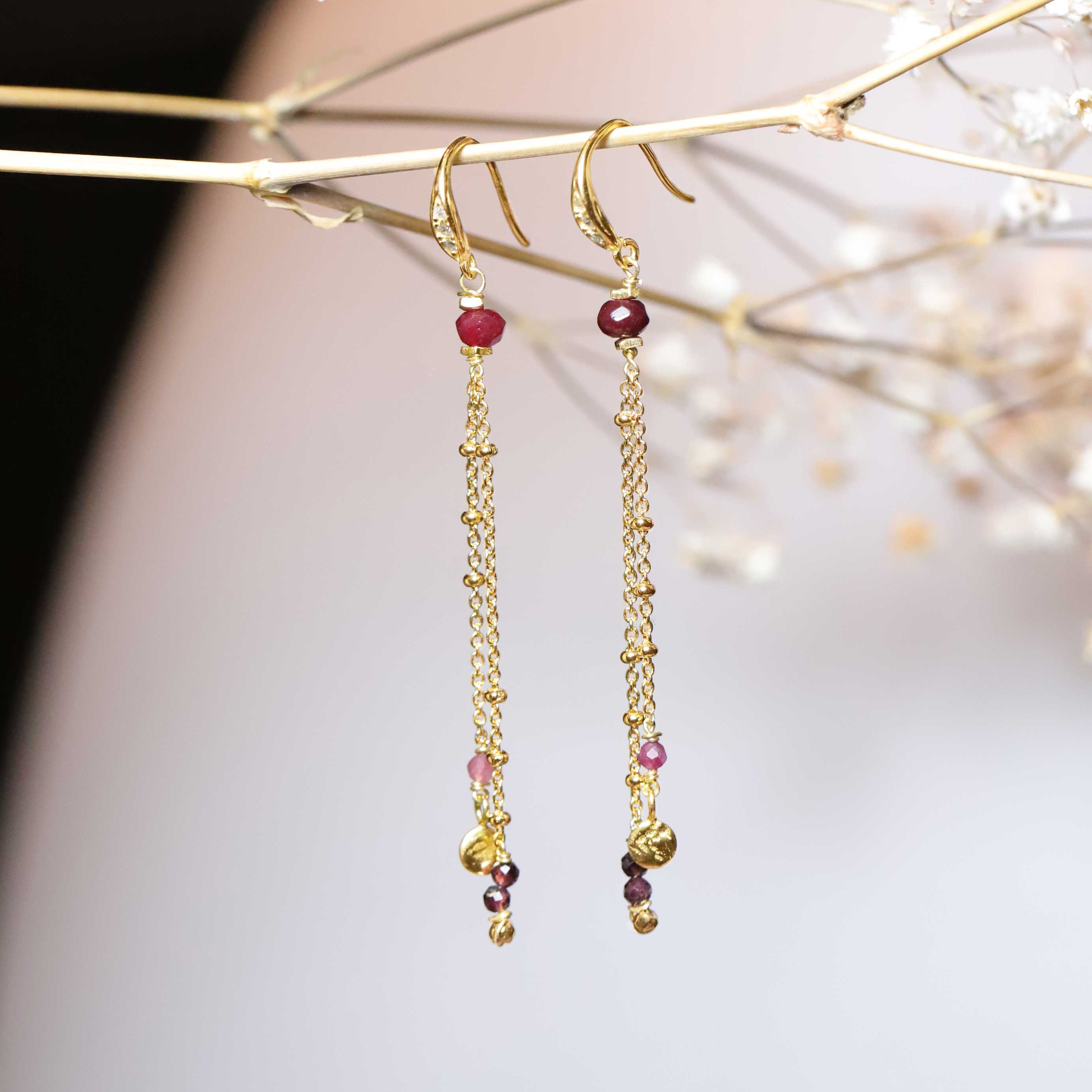 Earrings with Garnet and ruby