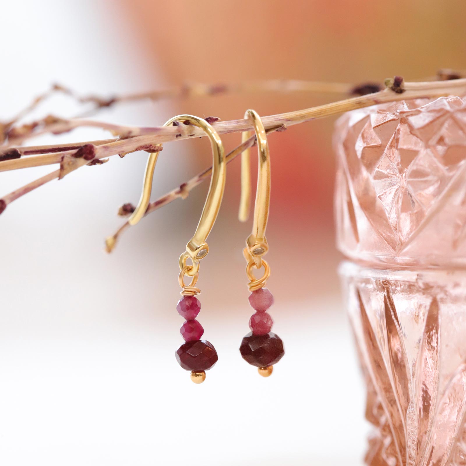 Earrings with Garnet and ruby