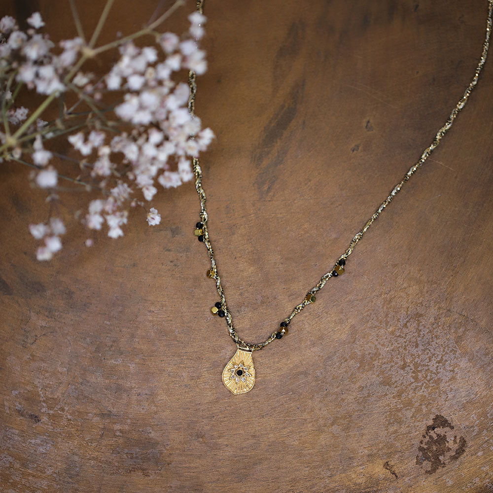 Collier tressé & pendentif en diamant polki MOONSOON