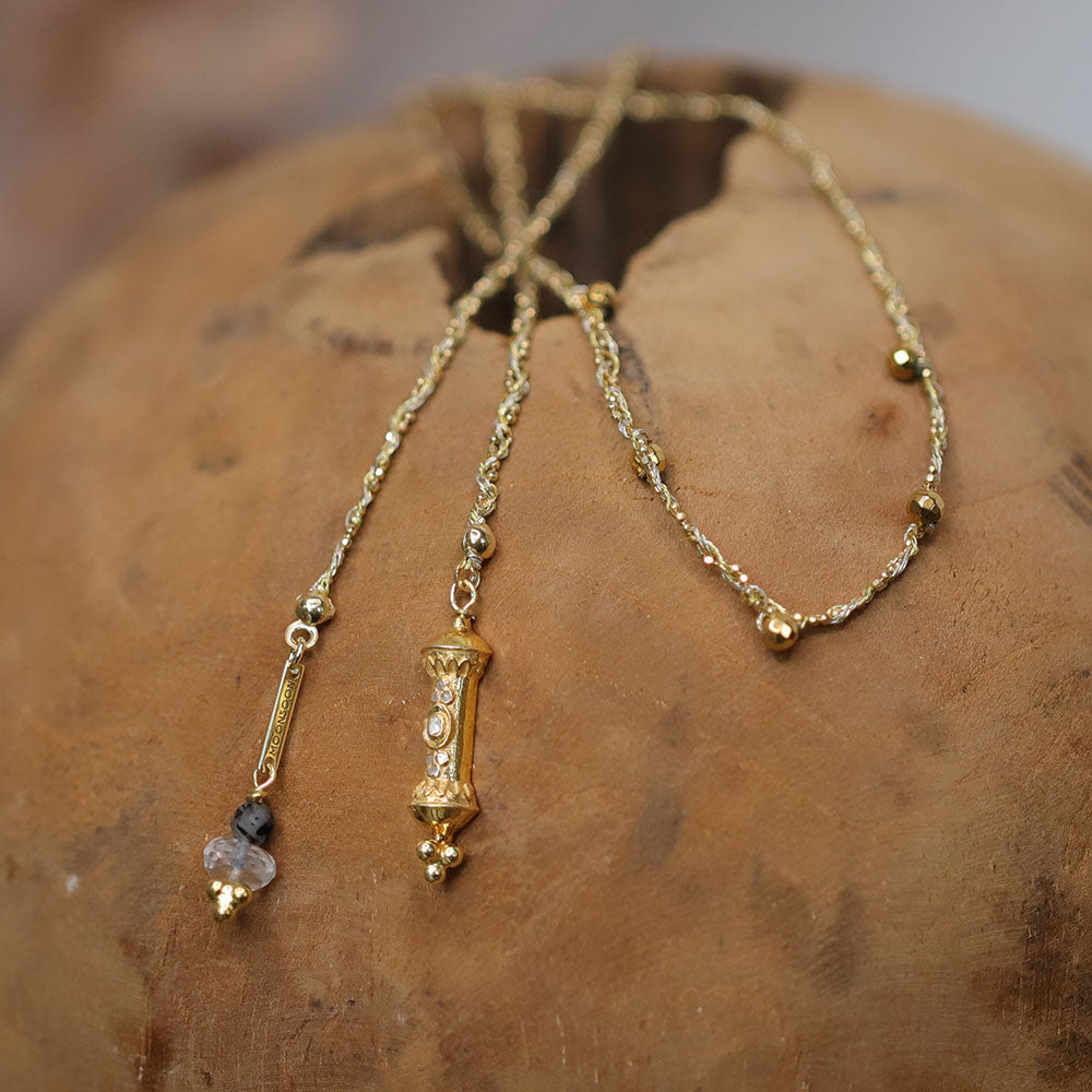 Collier tressé à enrouler avec pendentif diamant polki MOONSOON