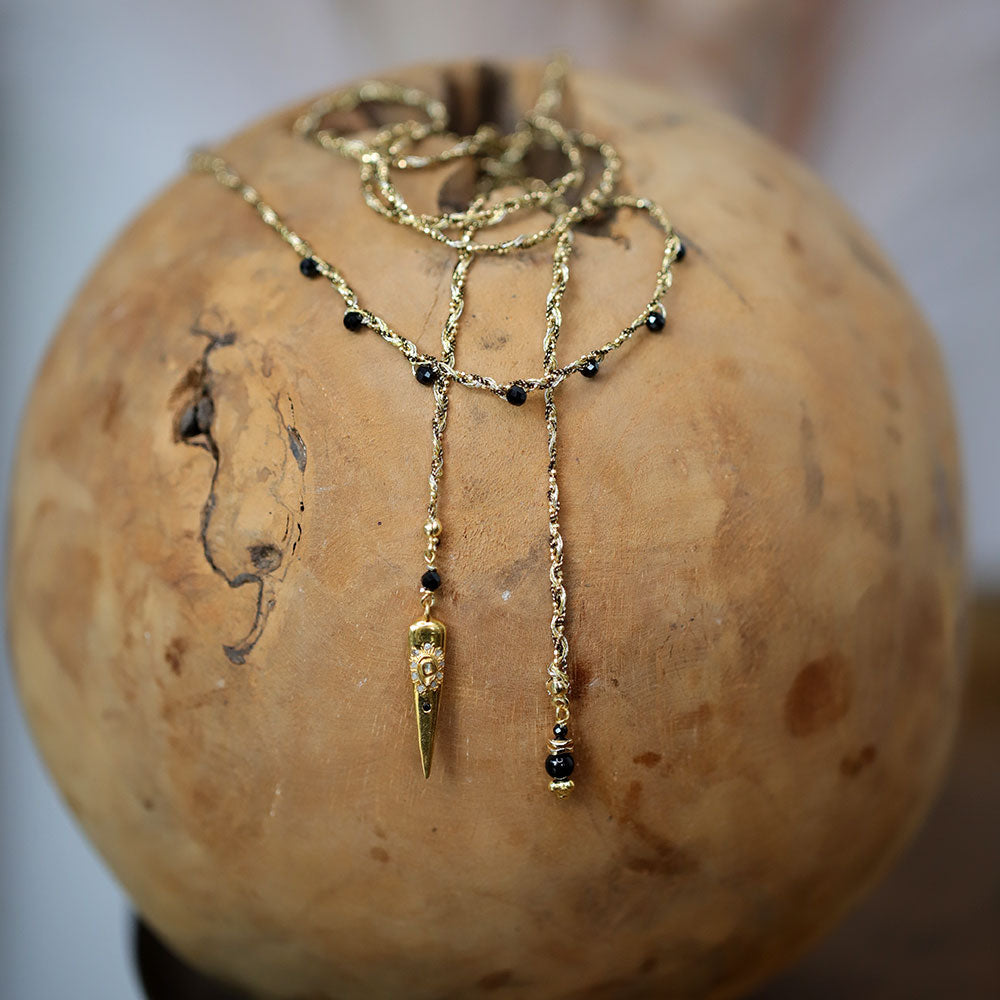 Collier tressé à enrouler avec pendentif diamant polki MOONSOON