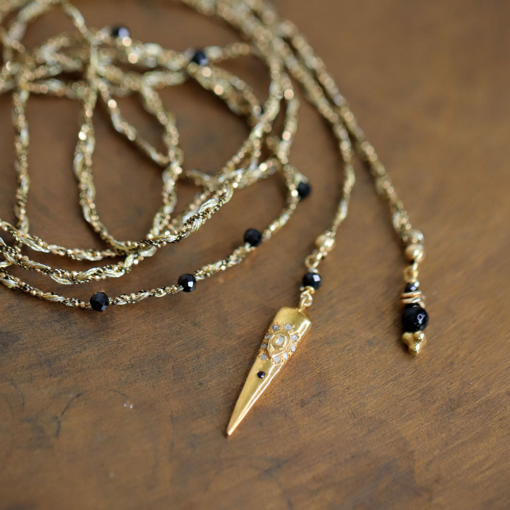 Collier tressé à enrouler avec pendentif diamant polki MOONSOON