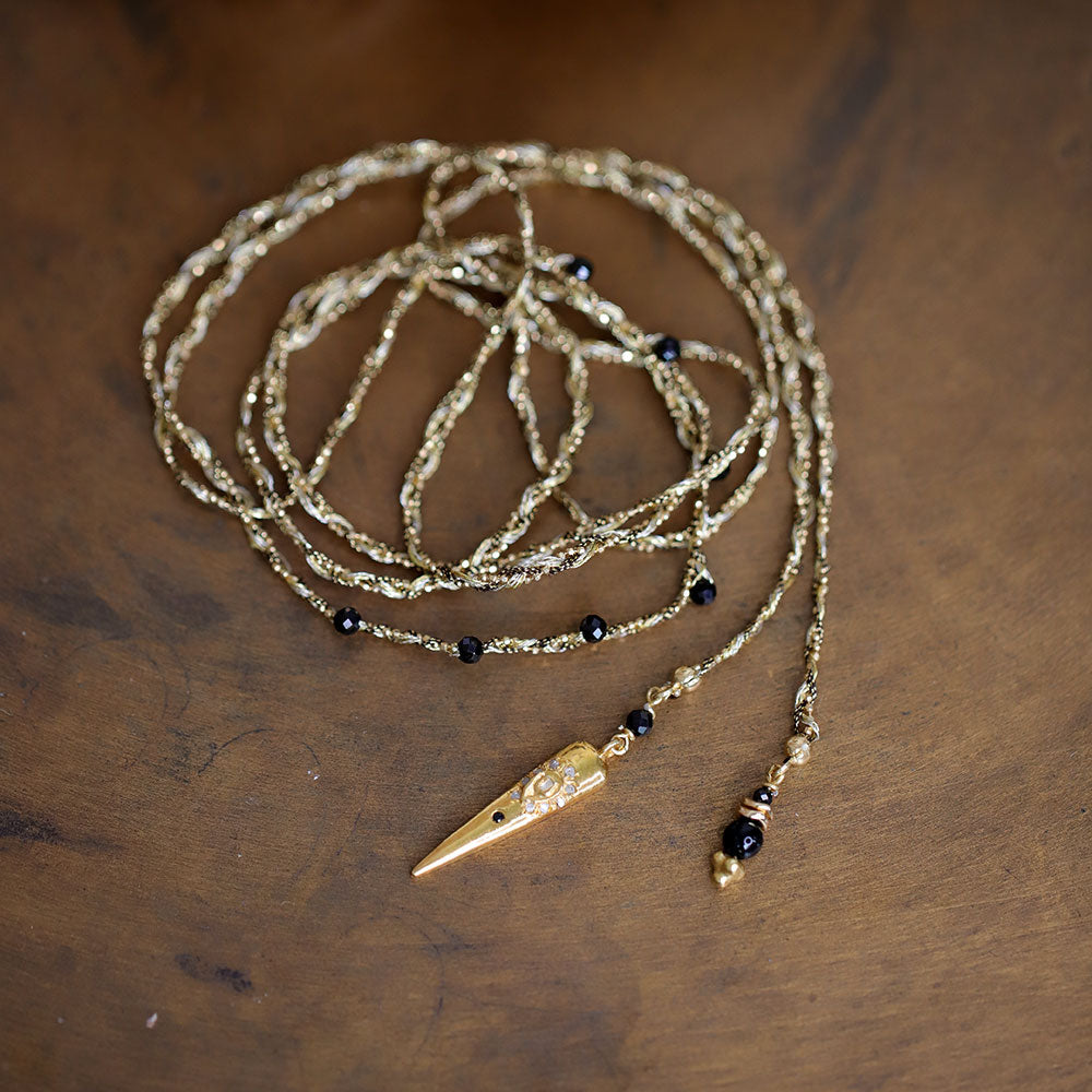 Collier tressé à enrouler avec pendentif diamant polki MOONSOON