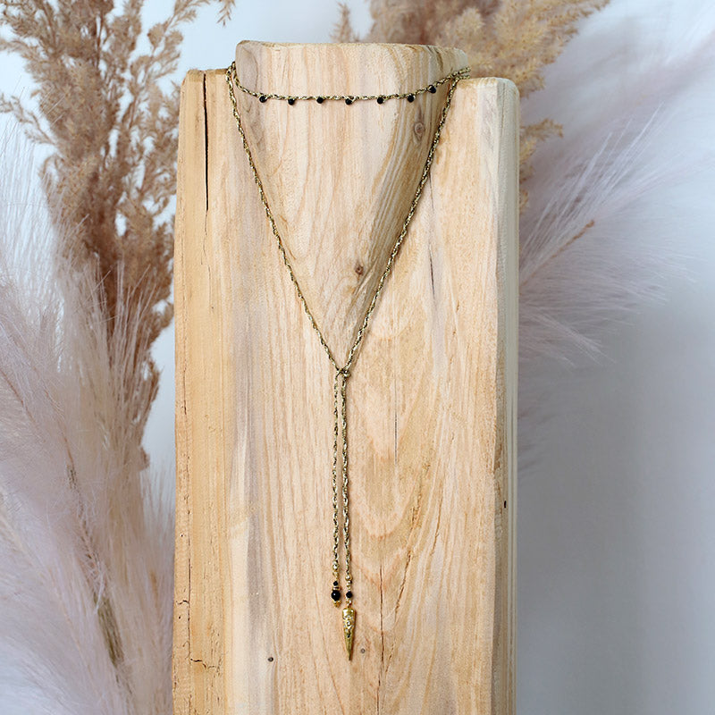 Collier tressé à enrouler avec pendentif diamant polki MOONSOON