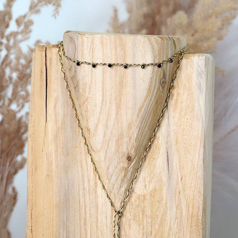 Collier tressé à enrouler avec pendentif diamant polki MOONSOON