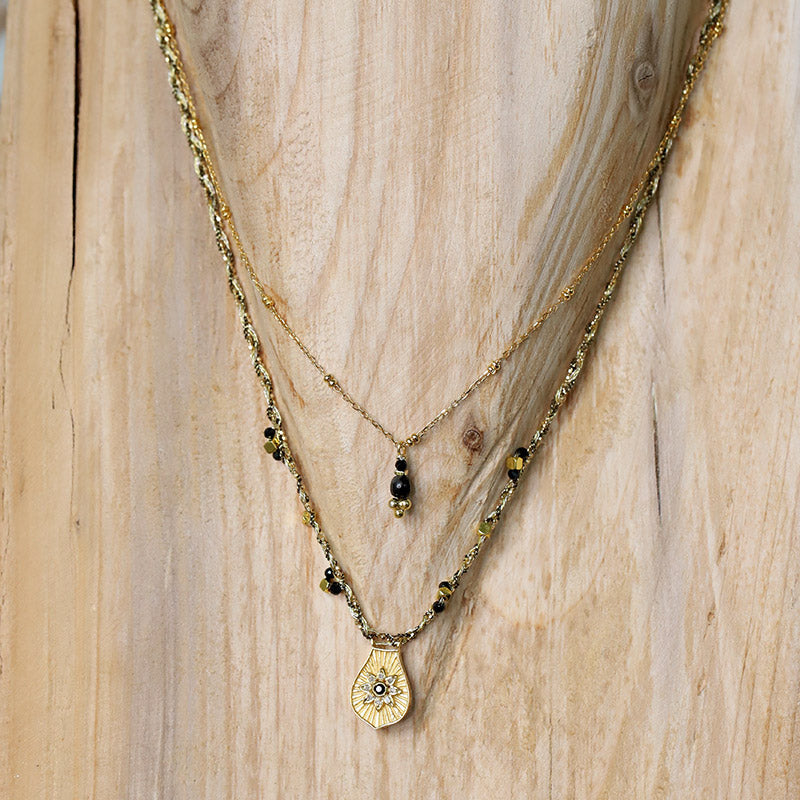 Collier tressé & pendentif en diamant polki MOONSOON