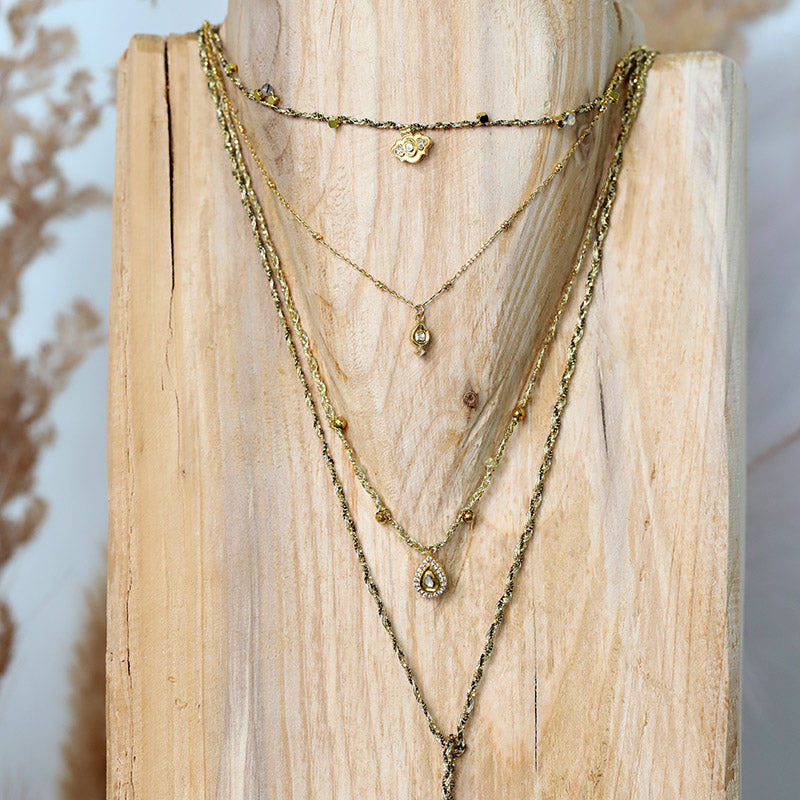 Polki diamond pendant braided necklace