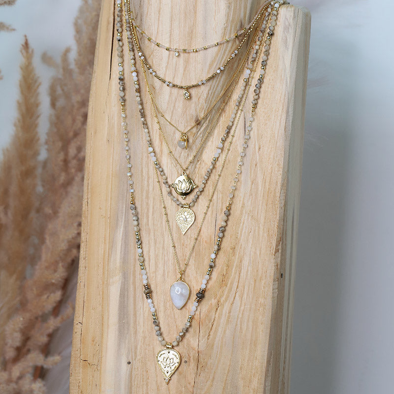 Collier en labradorite avec pendentif lotus MOONSOON