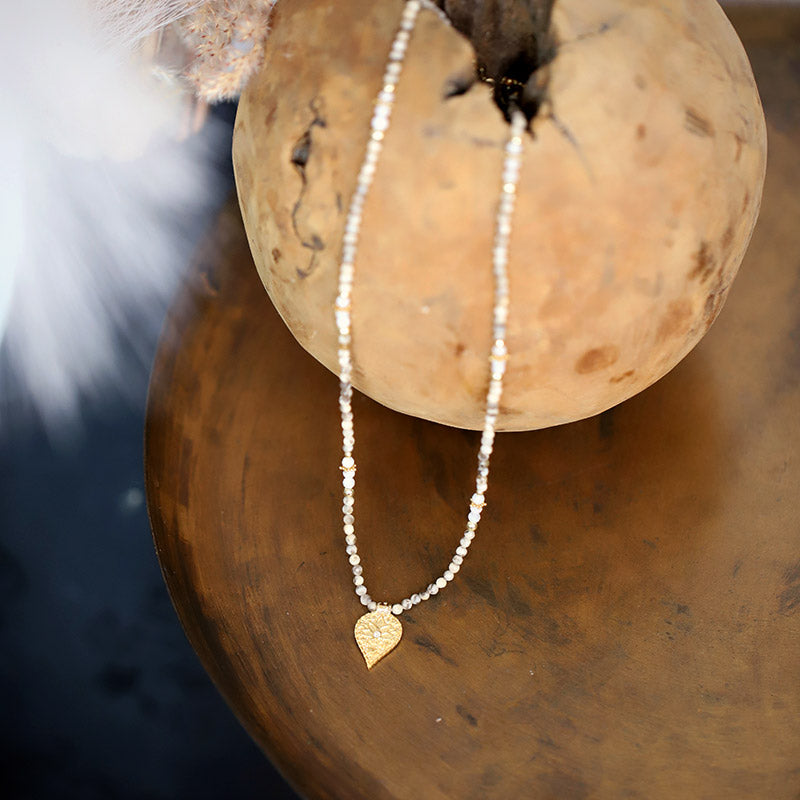 Collier en labradorite avec lotus pierre de lune MOONSOON
