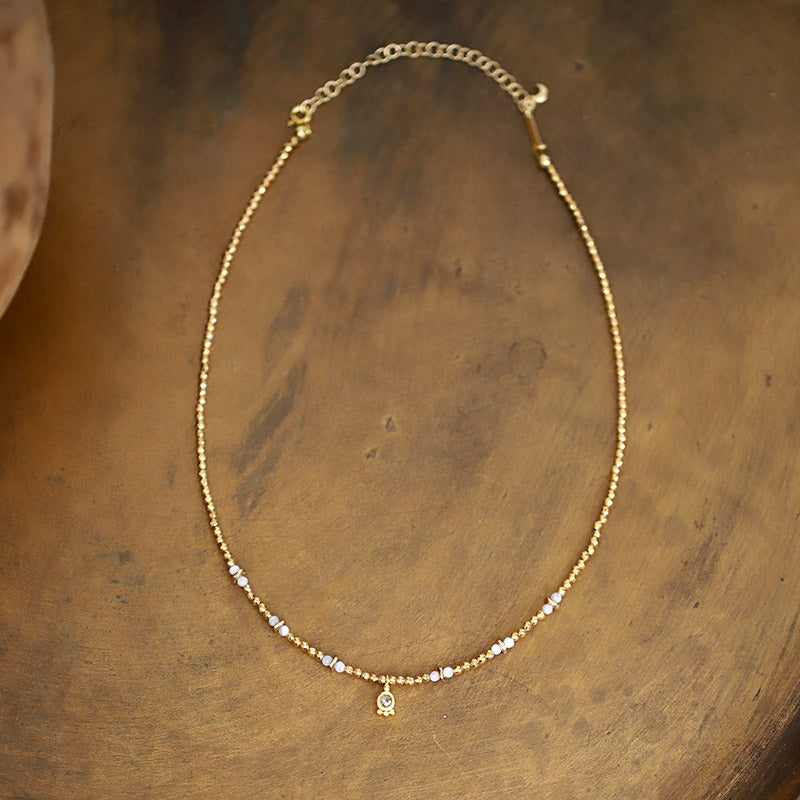 Collier en hématite & pendentif améthyste verte MOONSOON