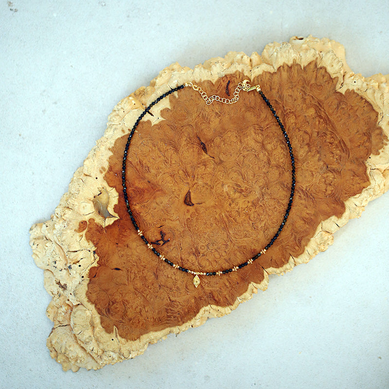 Collier en obsidienne & pendentif citrine MOONSOON