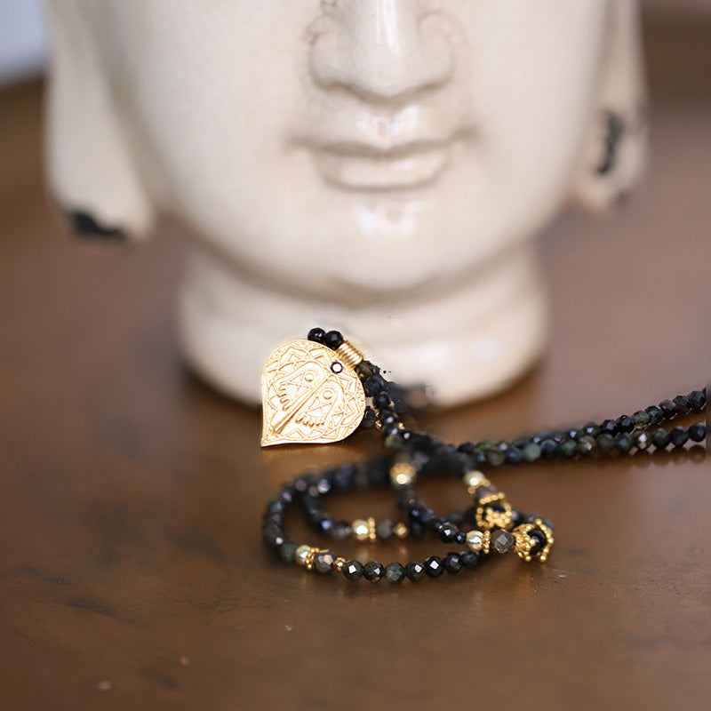 Collier en tourmaline & pendentif pied de bouddha MOONSOON