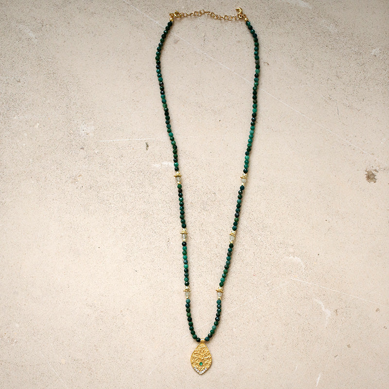 Collier euchlorite & pendentif arbre de vie MOONSOON