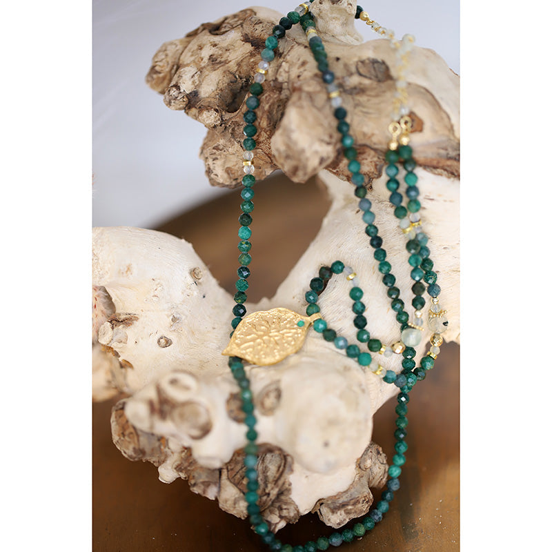 Collier mantra en euchlorite & pendentif arbre de vie MOONSOON