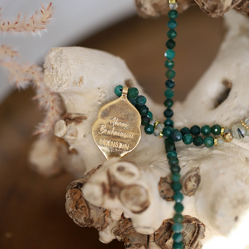 Collier mantra en euchlorite & pendentif arbre de vie MOONSOON