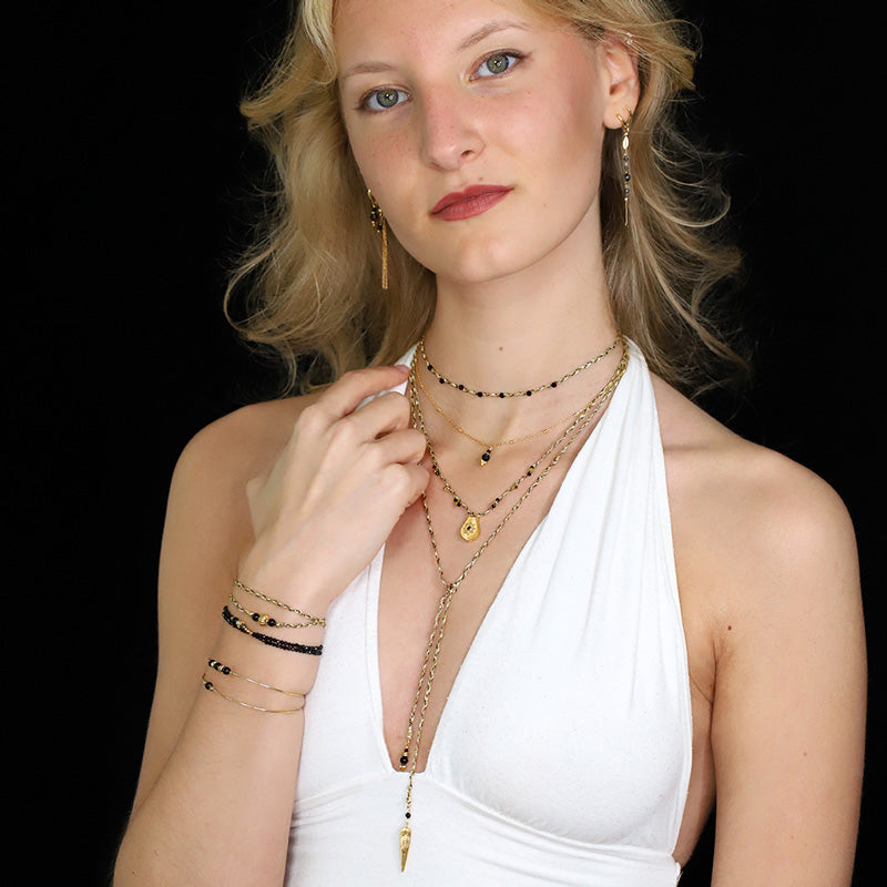 Collier tressé à enrouler avec pendentif diamant polki MOONSOON