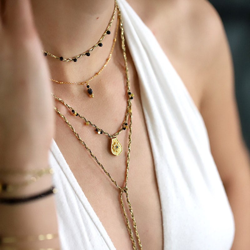 Collier tressé & pendentif en diamant polki MOONSOON