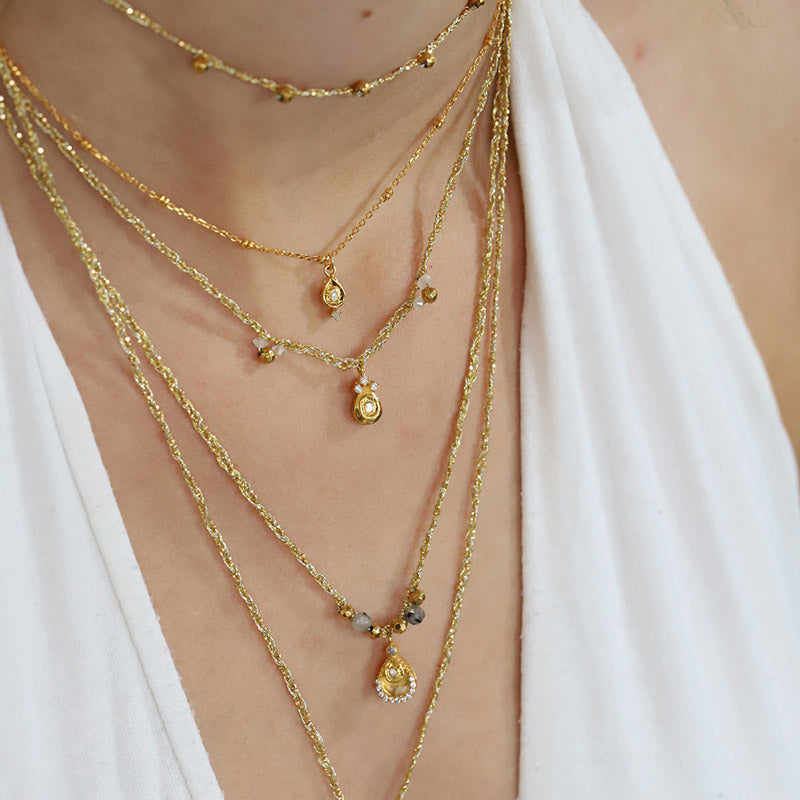 Polki Diamond Braided Necklace & Pendant