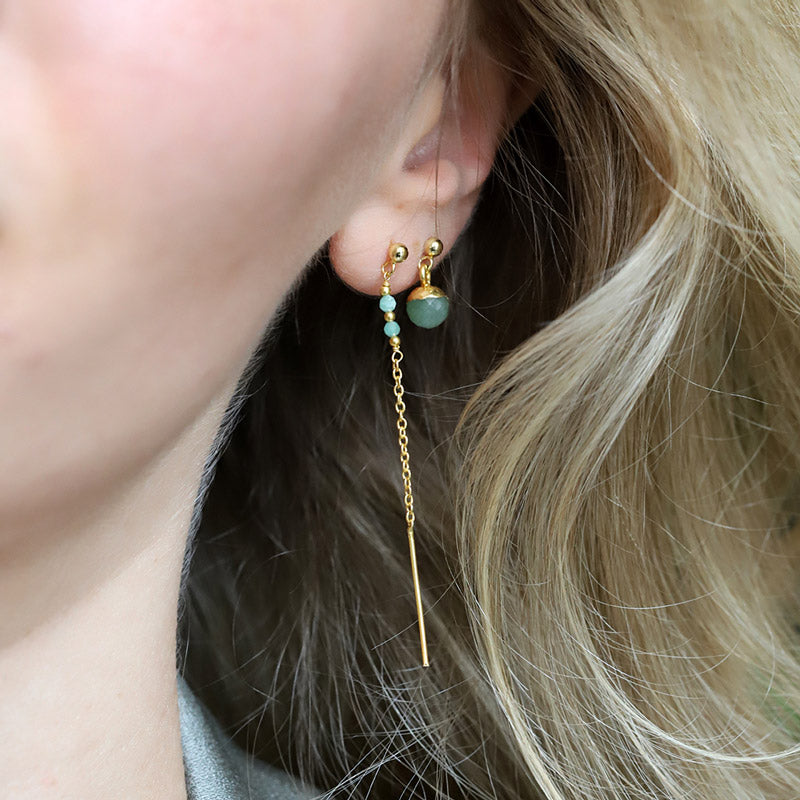 Boucles d'oreilles chainette émeraude MOONSOON