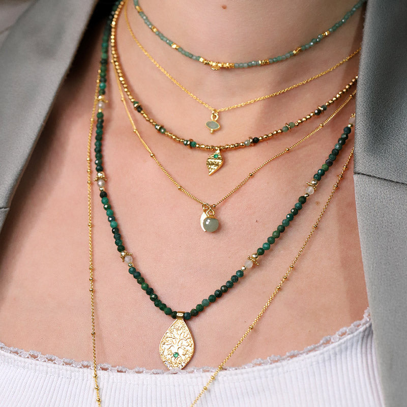 Collier euchlorite & pendentif arbre de vie MOONSOON