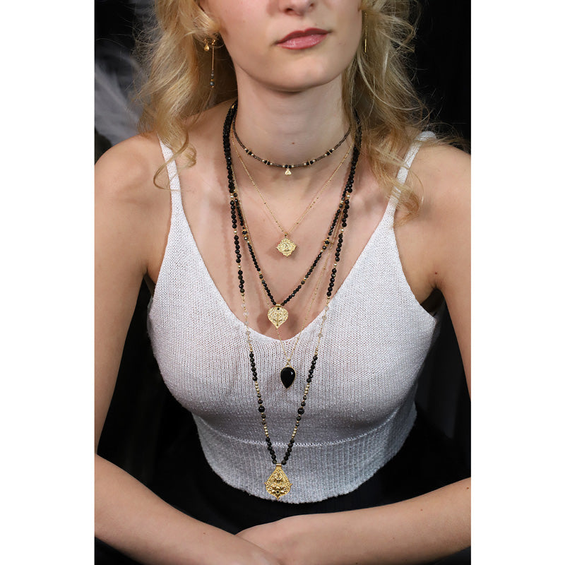 Collier en tourmaline & pendentif pied de bouddha MOONSOON