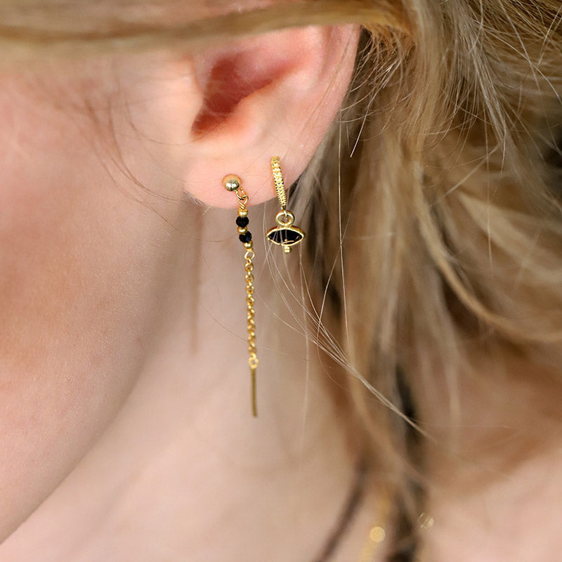 Boucles d'oreilles chainette onyx MOONSOON