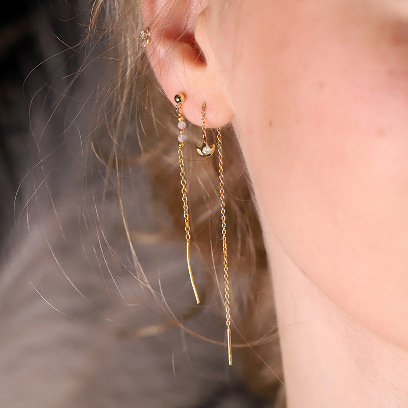 Boucles d'oreilles chainette pierre de lune MOONSOON