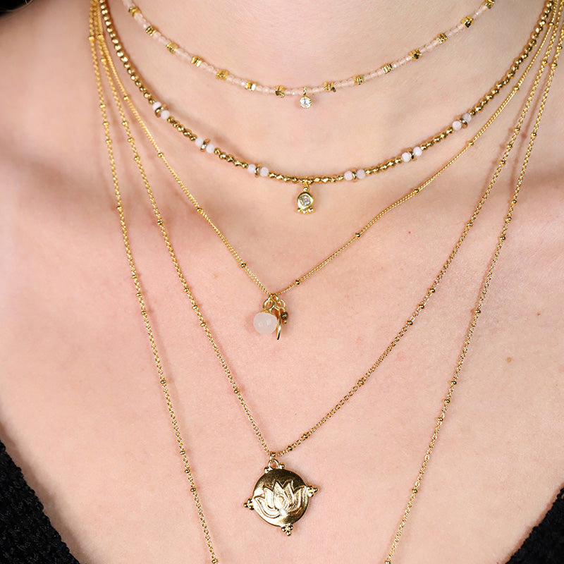 Collier en hématite & pendentif améthyste verte MOONSOON