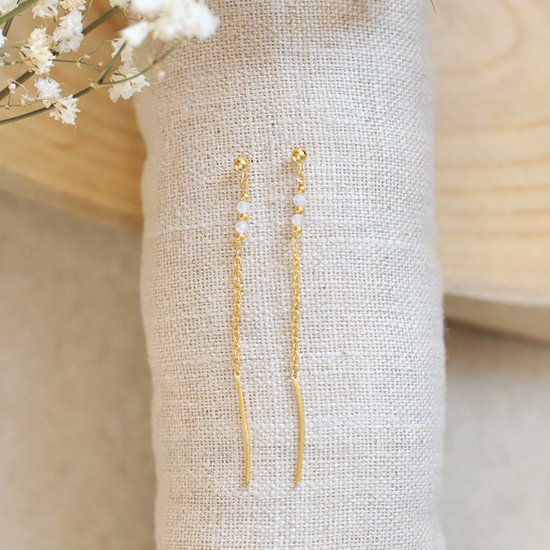 Boucles d'oreilles chainette pierre de lune MOONSOON