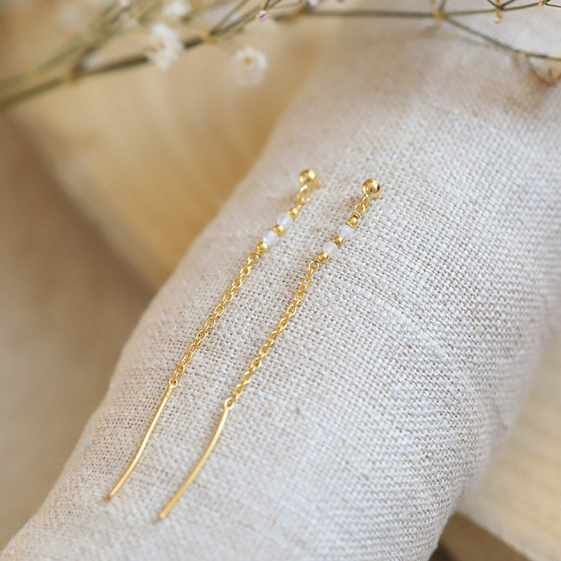Boucles d'oreilles chainette pierre de lune MOONSOON