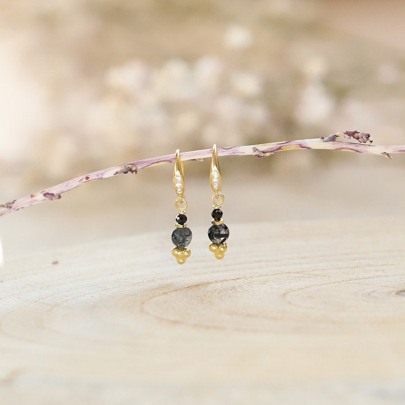 Tourmalinated quartz earrings