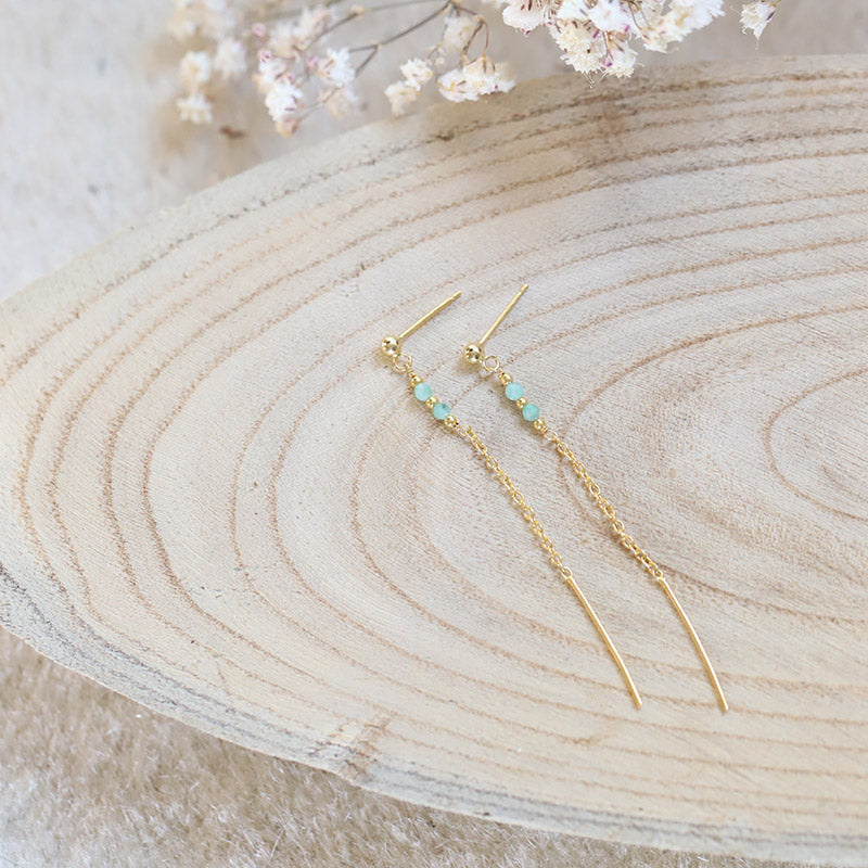 Boucles d'oreilles chainette émeraude MOONSOON