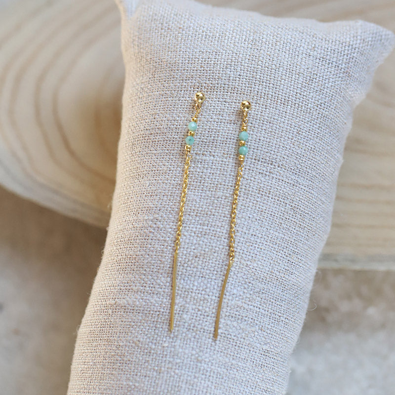 Boucles d'oreilles chainette émeraude MOONSOON