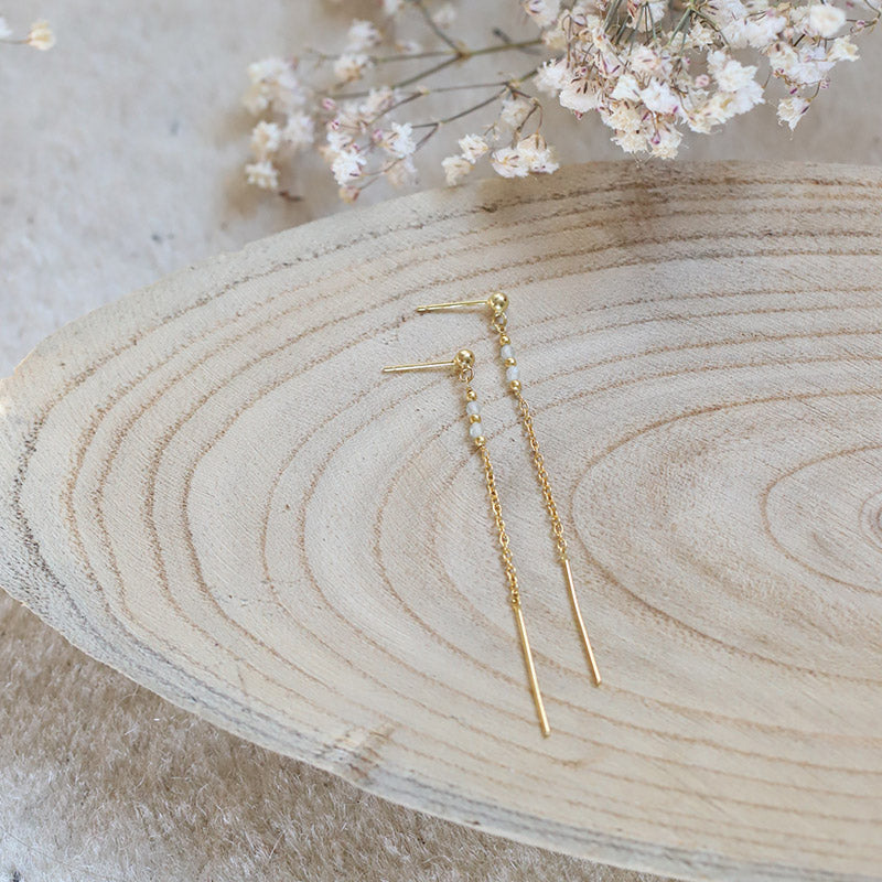 Boucles d'oreilles chainette préhnite MOONSOON