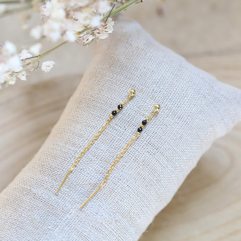 Boucles d'oreilles chainette onyx MOONSOON